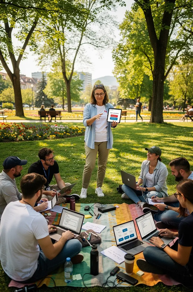 Ilustrație a fluxului de lucru automatizat pe un ecran de calculator, evidențiind eficiența.